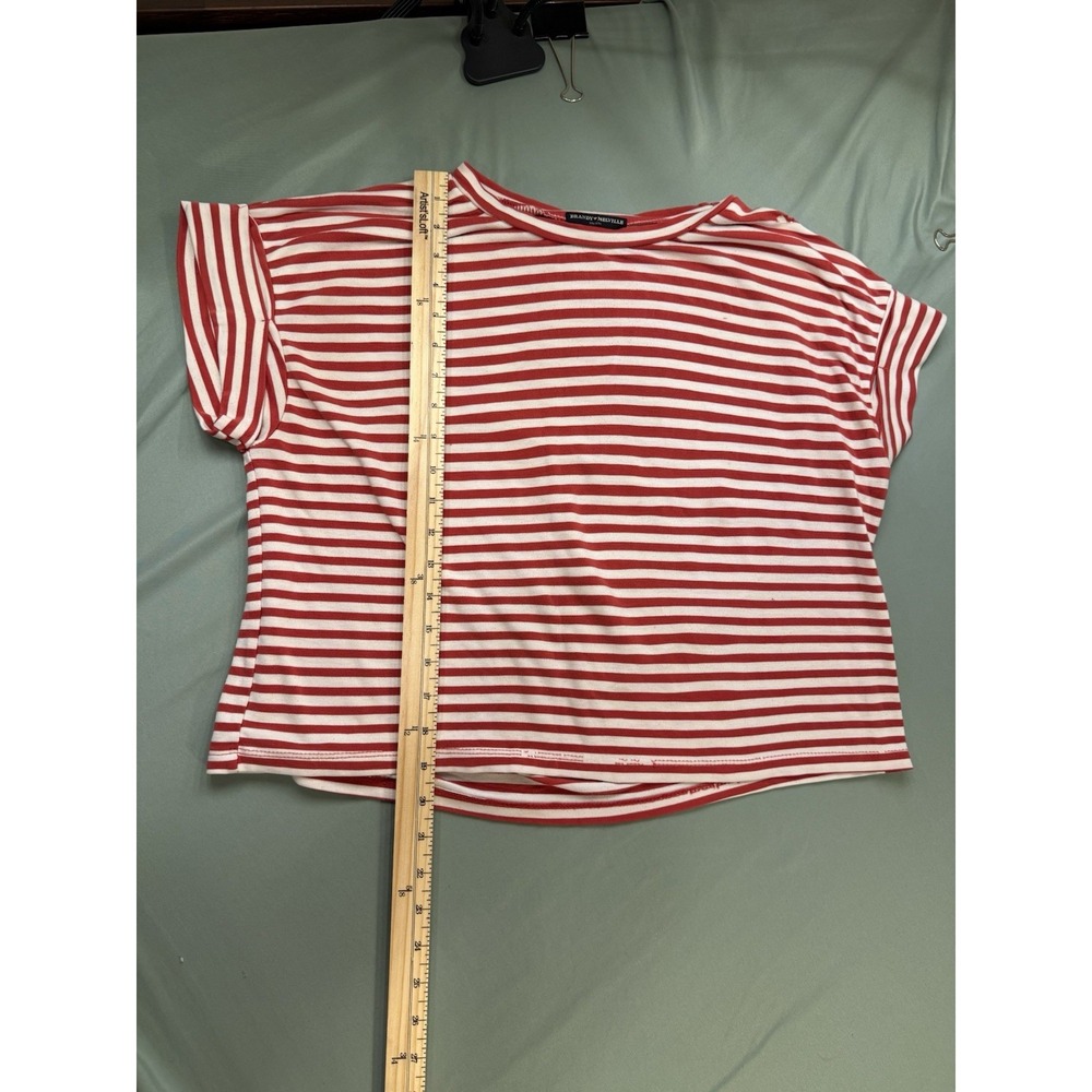 Brandy Melville Shirt Womens One Size Red Striped Short Sleeve Crewneck Tee